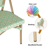 Chaise de salle à manger en aluminium aspect rotin style bistrot français, fauteuil bistrot français, chaise de salle à manger pour terrasse extérieure, café et jardin
