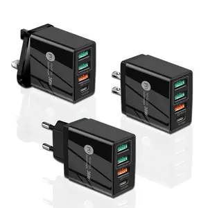 Pengisi Daya Ponsel 5V4A Kepala Pengisian PD 36W Pengisian Cepat US EU UK Plug PD + 3USB Adaptor Multi-Port