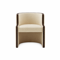 Fauteuil lounge moderne avec dossier incurvé enveloppant, fauteuil en tissu avec finition en bois pour coin lecture dans le salon