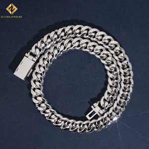 Collar de Moda Hip Hop con Cadena Cubana Miami de 16 mm, Plata de Ley S925 con Incrustaciones de Luna Creciente y Moissanita Brillante, Precio de Fábrica Económico - Product Image 2