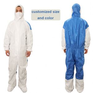Type 5/6 EN 14126 Splash Resistant Customized Disposable Coverall Suit With Hooded - Product Image 1