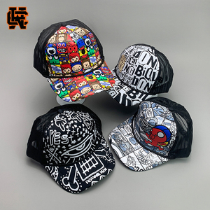 Set di 4 Cappelli Trucker con Stampa Comic Pop Art per Uomo e Donna, Cappellini Snapback in Rete con Grafiche, Stile Streetwear, Stampa Cartoon, Regolabili, Nuovo Stile - Product Image 1