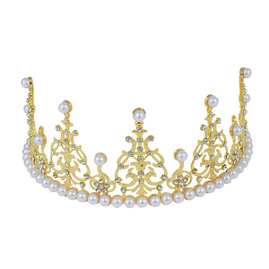 Corona Nupcial, Estilo Bebé, Media Corona Grande, Decoración para <span class=keywords><strong>Pastel</strong></span>, Corona <span class=keywords><strong>de</strong></span> Perlas Brillantes, Flores para Cumpleaños, Accesorios para Repostería - Product Image 5