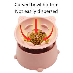 Tazón de comida para gatos elevado con boca oblicua de altura ajustable de nuevo diseño, protege la columna cervical, tazón de silicona para gatos - Product Image 4
