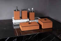 Ensemble d'accessoires de salle de bain en cuir carré de luxe moderne vendu séparément, distributeur de savon pour la décoration de la maison ou de l'hôtel