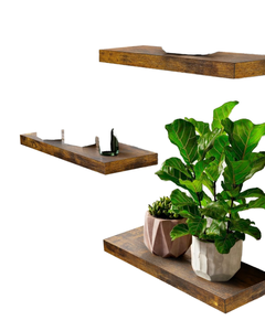 Wooden Wall Shelving Single Tier with Lip Floating Shelving for <b>Bathroom</b> <b>Kitchen</b> Bedroom Living Room - Product Image 1