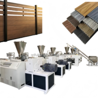 Ligne de production de composite bois-plastique PE WPC avec contrôle PLC, facile à utiliser, pour la fabrication de profilés d'escalier et de garde-corps WPC d'extérieur