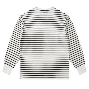 Custom Brand Logo White Round Neck Blank Striped <b>T</b> <b>Shirt</b> <b>Long</b> Sleeve <b>T</b>-<b>shirt</b> <b>for</b> <b>Women</b> - Product Image 2