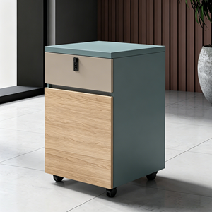 Meuble de classement mobile intelligent verrouillable à 2 tiroirs, meuble de rangement de <span class=keywords><strong>bureau</strong></span> sous le <span class=keywords><strong>bureau</strong></span>, meuble de rangement moderne en bois et métal avec roulettes - Product Image 6
