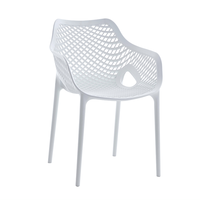 Chaise de salle à manger moderne en plastique ajouré avec dossier et accoudoirs intégrés en grille respirante, empilable, pour terrasse extérieure, café et jardin