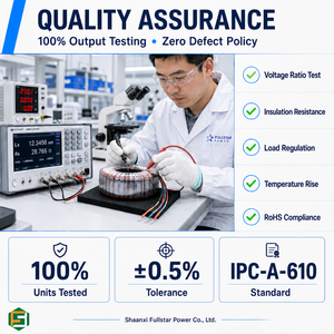 Transformateur de puissance toroïdal personnalisable à puissance nominale, multi-sorties, avec point de dérivation central, blindage magnétique, 55-0-55V 68-0-68V, 1000VA 1200VA <span class=keywords><strong>1400VA</strong></span> - Product Image 6