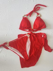 Wholesale Custom Women's <b>Sexy</b> Plus Size 2 Piece <b>Bikini</b> <b>Set</b> with Tie Side Cover up Skirt Ribbed Bathing Suit Swimwear for Beach - Product Image 4