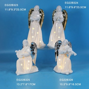 Porcelana branca cerâmica anjo estatueta Natal xmas ornamentos - Product Image 6