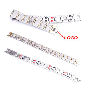 Bracelet anti-radiation à ions négatifs en acier inoxydable 316L, large, à 3 rangs d'éléments magnétiques en pierre, pour soulager la douleur et stimuler l'énergie - Vente chaude - Product Image 4