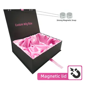 Eco-Friendly Cardboard Magnet Hair Extension Wigs Bundles Boxes Private Label Magnetic Paper Box Custom Wig Packaging With Logo