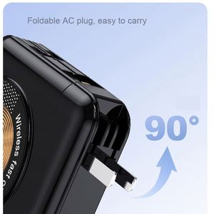 2025 Latest Multi-Function PD22.5W Fast Charging 15000Mah Magnetic 15W Wireless Power Bank Built in Portable <b>Cable</b> With AC Plug - Product Image 2