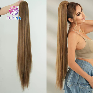 FURINA 2025 extension per capelli con <span class=keywords><strong>coda</strong></span> <span class=keywords><strong>di</strong></span> <span class=keywords><strong>cavallo</strong></span> marrone dritto sintetico Extra lungo resistente alla finitura opaca - Product Image 4