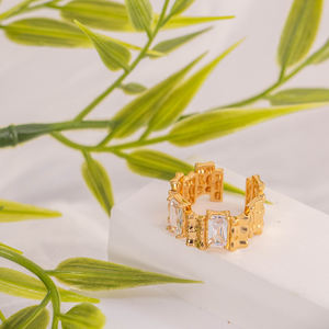 Cubic Zirconia Vintage Open Ring 18K Gold Plated Statement Ring Unisex Trendy Fashion Jewelry Party <b>Accessory</b> - Product Image 4