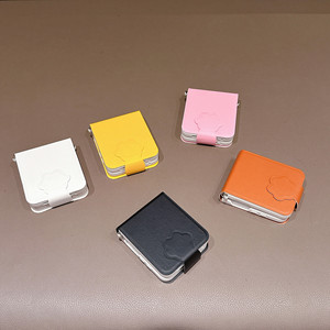 Funda para <span class=keywords><strong>Samsung</strong></span> ZFlip7 de Color Sólido con Relieve, Funda Plegable para Teléfono con Patrón de Cuero <span class=keywords><strong>75</strong></span>% Plegado, Cubierta Protectora Creativa con Diseño de Pata de Gato - Product Image 4