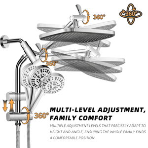 Adjustable Chrome Top Shower Head Set 9 <strong>Spray</strong> Settings Handheld Design Sliding <strong>Mount</strong> for Apartment Use-Eco-Friendly - Product Image 3