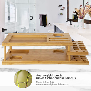 Bambou Bois Maquillage Cosmétique Organisateur Boîte De Rangement Pour Salle De Bains Organisateur Pour Salle De Bains Coiffeuse Ou Bureau Multifonctionnel - Product Image 5