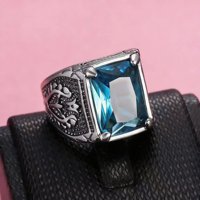 Retro 316 Edelstahl Punk Farbiger Edelstein Blumenmuster Herrenring Schmuck Smaragdring für Männer