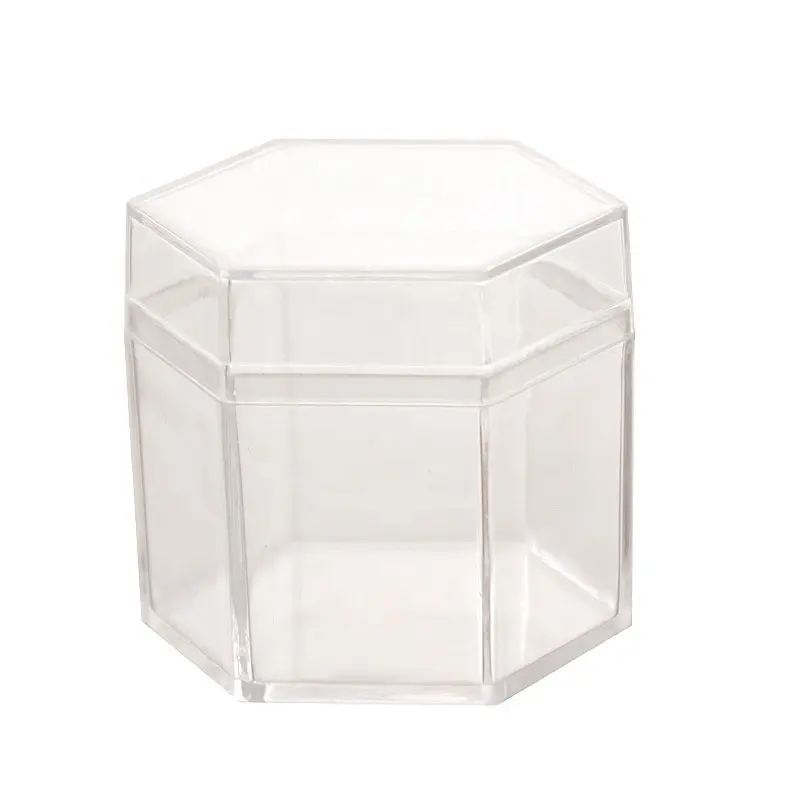 Cube de stockage hexagonal pour aliments, récipient en acrylique transparent avec couvercle, pour conserver des bonbons, bonne qualité, 5x5 cm