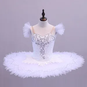 T0163定制女孩芭蕾舞短裙服装白色天鹅湖比赛服装芭蕾舞