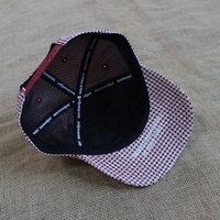 Hoge kwaliteit op maat gemaakte 3D geborduurde logo rode wit geruite meisjes- en dames petten met 5 panelen en gebogen klep