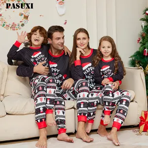 PASUXI2023カスタム高品質クリスマスパジャマ長袖親子服ファミリーパジャマセット