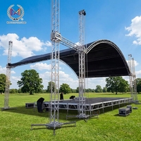 Meilleures Ventes : Cabine DJ portable en treillis carré, pliable, en alliage d'aluminium, avec support d'enceinte double couche, barre supérieure et table d'événement
