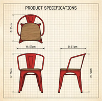 Chaise de salle à manger de style industriel, design minimaliste, cadre en métal, chaise de loisirs pour restaurant