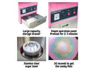 Machine à Barbe à Papa Professionnelle sur Chariot en Acier Inoxydable, Alimentée par Batterie et <span class=keywords><strong>Gaz</strong></span>, Portable pour Événements Extérieurs - Product Image 5