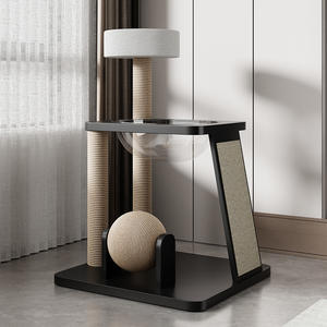 Schwarzes modernes umwelt freundliches Holzkatzen-Kletter gestell 4-stufige große Fangs äule Fett Katzen nest Kleine Wohnung Raumkapsel - Product Image 2