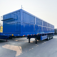 Semi-remorque à plateau en acier à suspension mécanique robuste à 4 essieux, capacité de 60 tonnes pour marchandises volumineuses, plateau de chargement de 2 m de hauteur