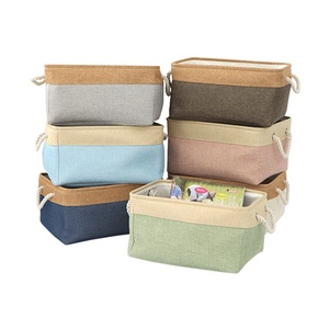 Grande boîte de rangement rectangulaire en fibres végétales, design moderne, poignées bicolores, pour ranger jouets, chaussures et sacs - Product Image 2