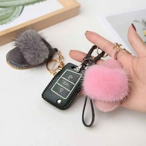 Porte-clés en fourrure de vison véritable de haute qualité, petits pendentifs en forme de pantoufles, accessoires pour sacs, fourrure mignonne - Product Image 4