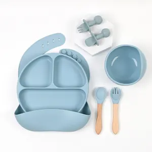 Silicone Kids Dining Dinnerware Feeding Sets Of Dishes For Baby