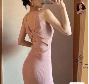 Gaun Cami Berlubang Seksi, Gaun Sweater Slim, Rok Pinggul Model Kink <span class=keywords><strong>Package</strong></span> - Product Image 3