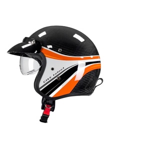 Casco de Motocicleta Retro de Fibra de Carbono, Estilo Americano, Casco Abierto con Espejo Interno, Casco Tres Cuartos - Product Image 5