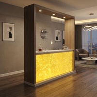 Ensemble de comptoir de bar complet sur mesure, design carré rétroéclairé, haute qualité, avec étagère à vin intégrée pour salon et restaurant