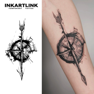 สติกเกอร์ลาย<span class=keywords><strong>สัก</strong></span>รูปเข็มทิศ INKARTLINK <span class=keywords><strong>ลาย</strong></span>เส้นนามธรรม <span class=keywords><strong>นาฬิกา</strong></span> ของตกแต่งสไตล์เฮอร์บัล ติดทนนาน 15 วัน สำหรับศิลปะบนร่างกาย จำหน่ายจำนวนมาก - Product Image 1