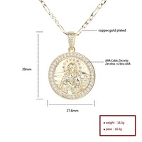 Nom personnalisé Haute Couture blanc pièce de monnaie catholicisme tête de jésus Fine Moissanite collier pendentif