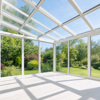 Véranda en aluminium isolée avec toit en pente Meixin, résistante à l'eau et au vent, avec bande lumineuse LED en option, pour jardin et patio
