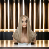 Vente directe d'usine brun naturel prêt à expédier 22 pouces met en évidence de vrais cheveux humains européens casher dentelle haut perruques juives