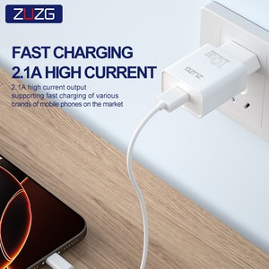 ज़ुज़ग थोक कस्टम 2.1a USB-A चार्जर 10w qc2.0 फायरप्रूफ वॉल फास्ट चार्जिंग प्लग शॉर्ट सर्किट सुरक्षा मोबाइल फोन - Product Image 3