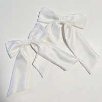 Élégant nœud en satin blanc double ruban marin pour cheveux, barrette de Noël, mariage, fête pour femmes et enfants, vente en gros, approvisionnement en vrac