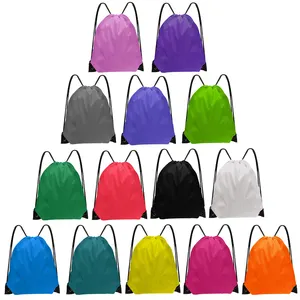 ODM OEM Low Price Custom Colorful Waterproof Sports Fitness Bag Backpack Nylon Polyester Drawstring Bags With Your Own Logo