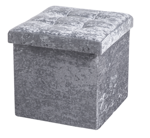 Custom Crushed Velvet Fabric Upholstered Foldable <strong>Storage</strong> Ottoman Sofa Chair Back Folding <strong>Stool</strong> for Kitchen and <strong>Bathroom</strong> Use - Product Image 1