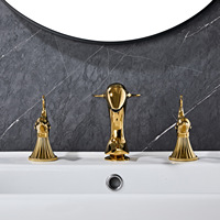 Robinet de lavabo moderne contemporain Dolphin en laiton brossé à double poignée, 3 trous, montage sur comptoir, valve en céramique, garantie Chunxi de 3 ans